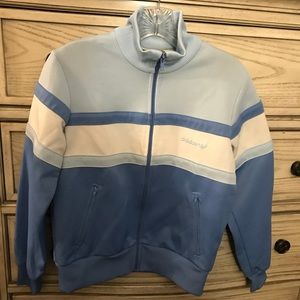 Vintage 80s Adidas Jacket Blue and White Medium